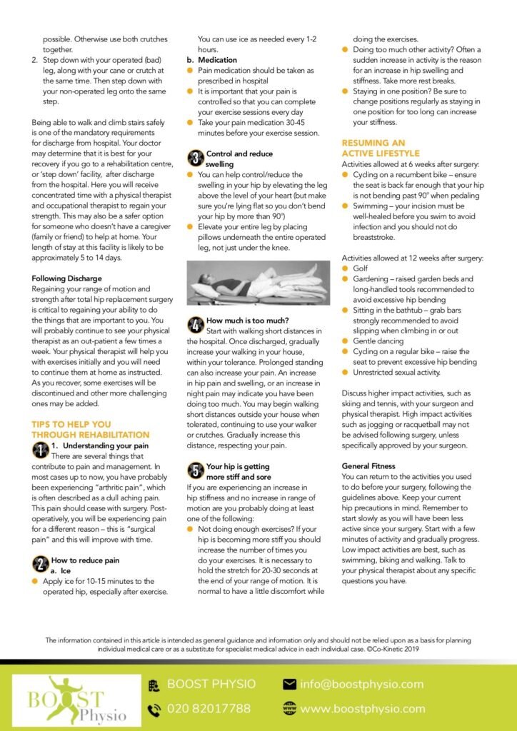 Reduce Pain and Swelling - Total Hip Replacement Exercise Guide -  Sunnybrook Hospital